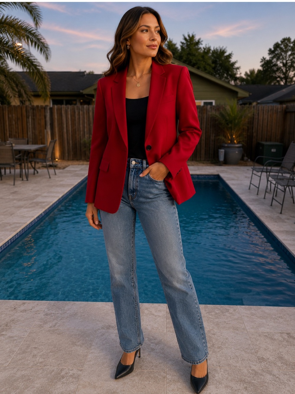 Dior Women's Vibrant Red Single-Button Blazer